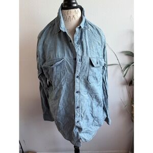 J. Crew Authentic Workwear Shirt Button Up Denim Blue Size Large Casual Top